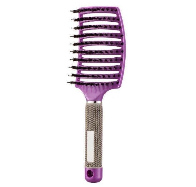 Bristle and Nylon Hair Brush with Massage and Soft Handle