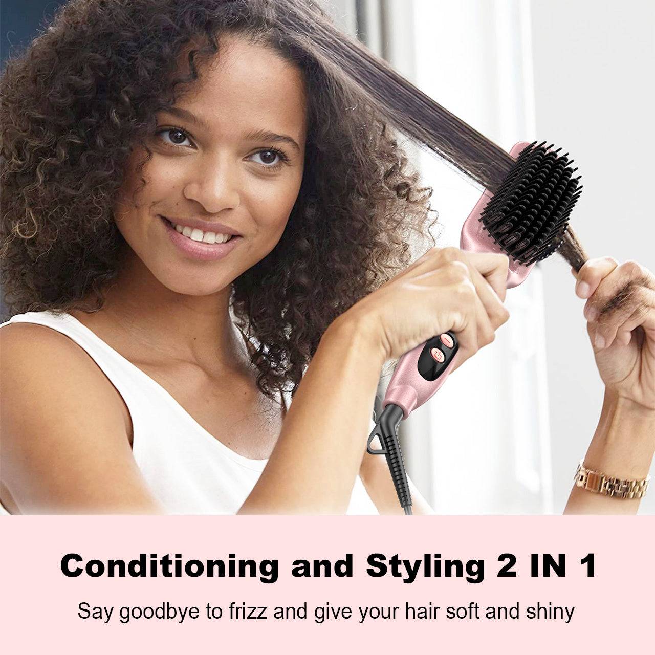 Electric Hair Brush with Ceramic Heating and Adjustable Heat