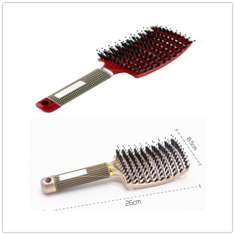 Bristle and Nylon Hair Brush with Massage and Soft Handle