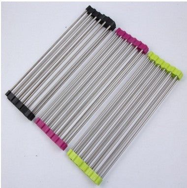 Folding Sink Drainer Stainless Steel Roll Up Kitchen Rack