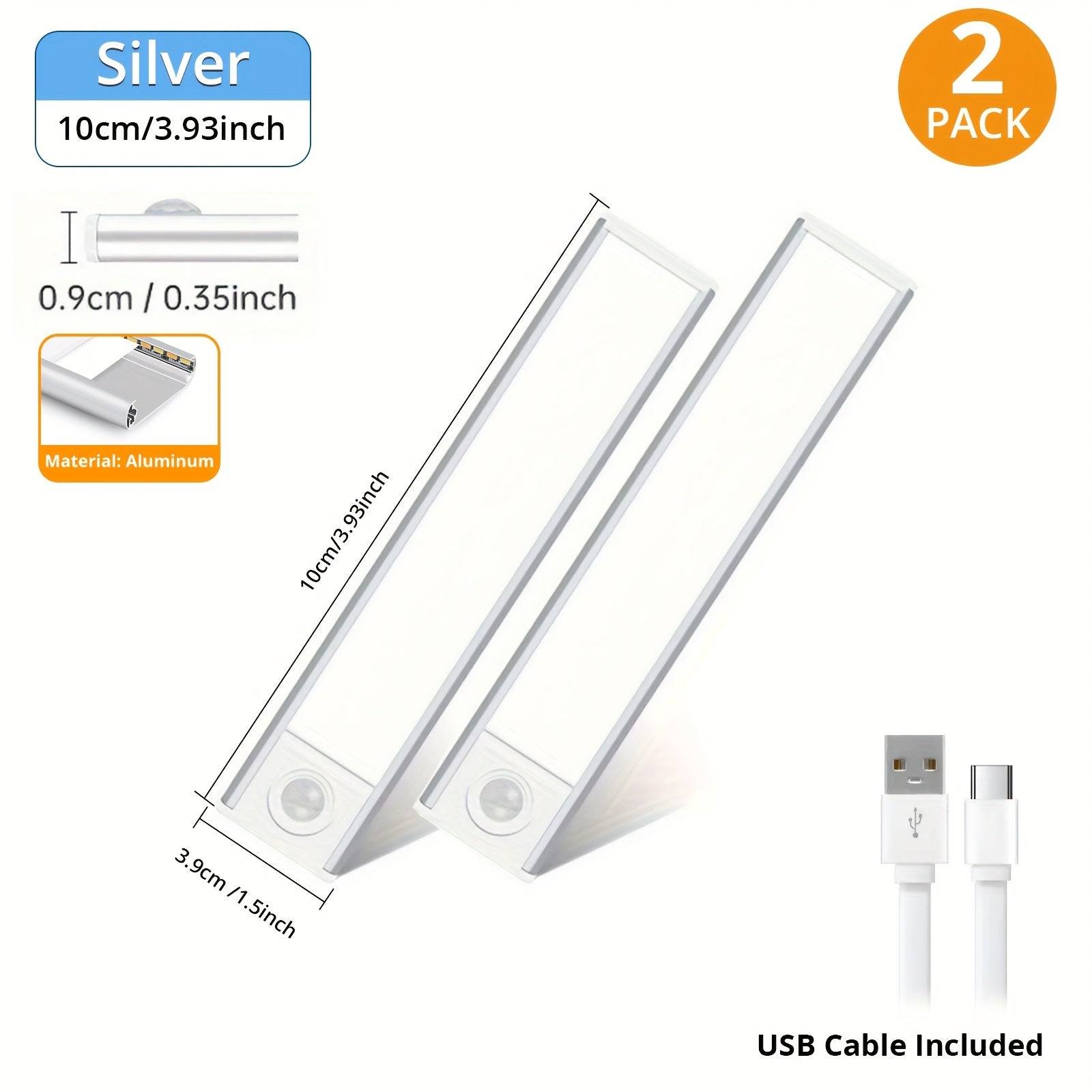 2/4pcs Motion Sensor Cabinet Lights Rechargeable Stick-On Fixtures with 3 Color Modes Magnetic Wireless LED for Closet & Kitchen