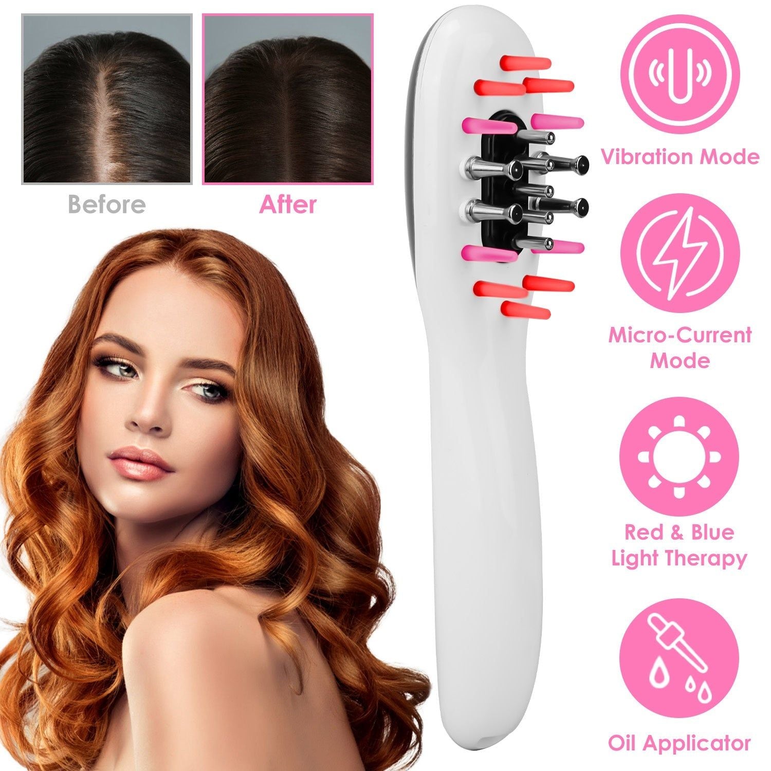 Electric Scalp Massager Comb with Light Therapy Modes
