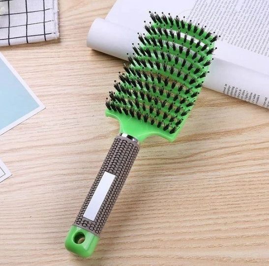 Bristle and Nylon Hair Brush with Massage and Soft Handle
