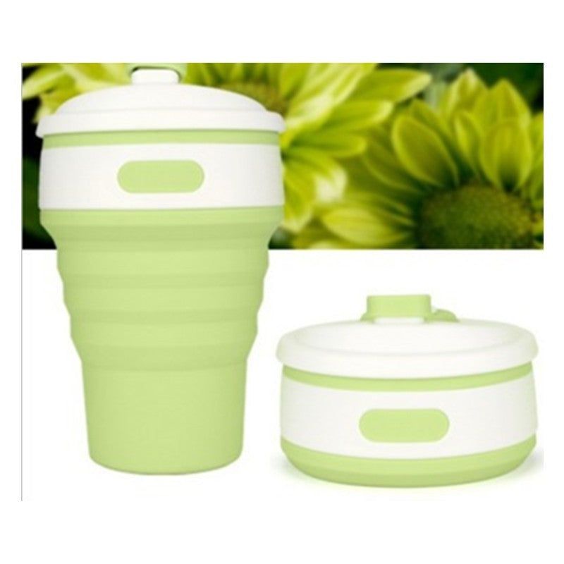 Collapsible Silicone Travel Cup 350ml BPA-Free Folding Coffee Mug with Leak-Proof Lid and Handle
