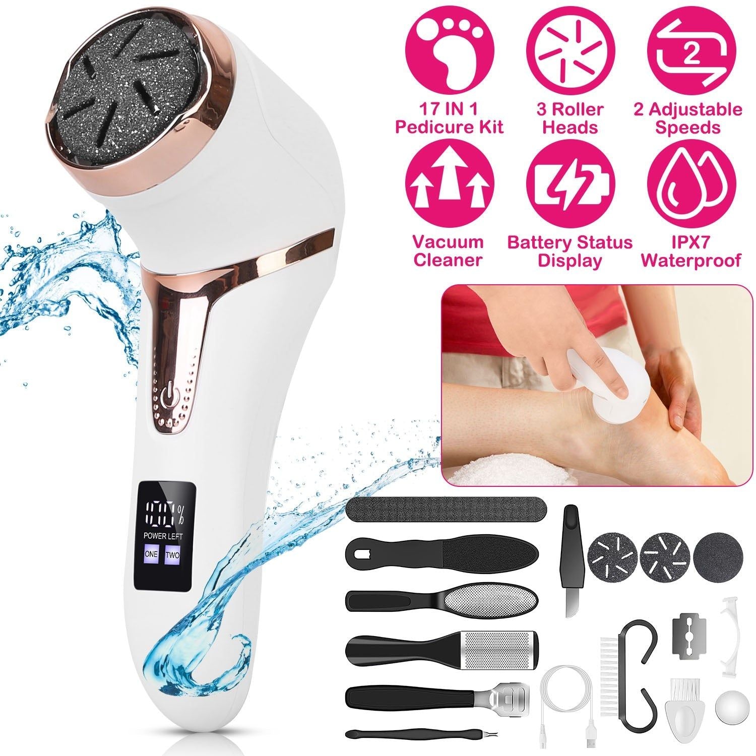 Callus Remover Electric Dual Speed Vacuum Pedicure Kit