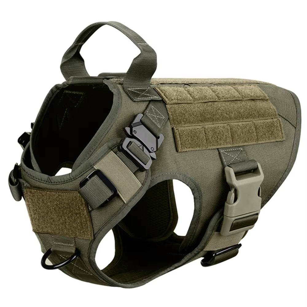 Tactical Dog Harness with Leash 1000D Nylon Camo