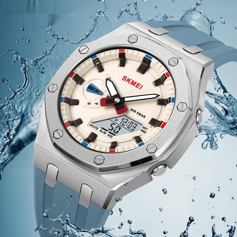 Men’s Multifunction Sports Watch Waterproof 50M Electronic LED Luminous Display with Silicone Strap