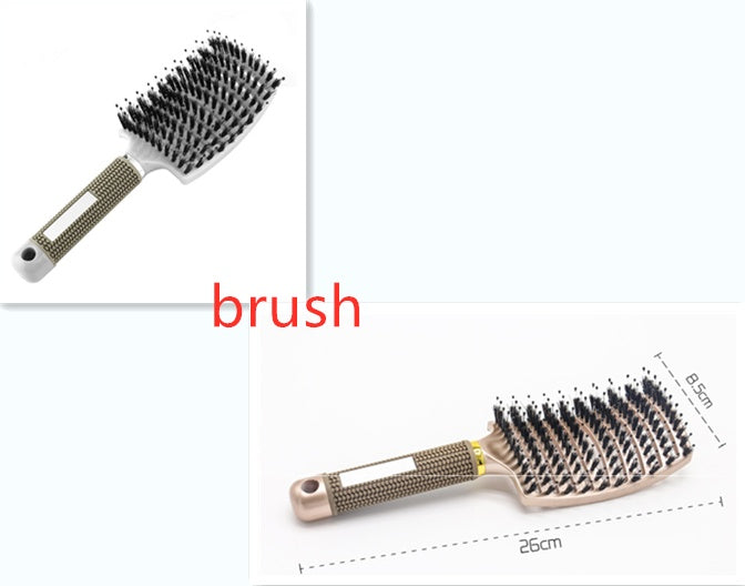 Bristle and Nylon Hair Brush with Massage and Soft Handle