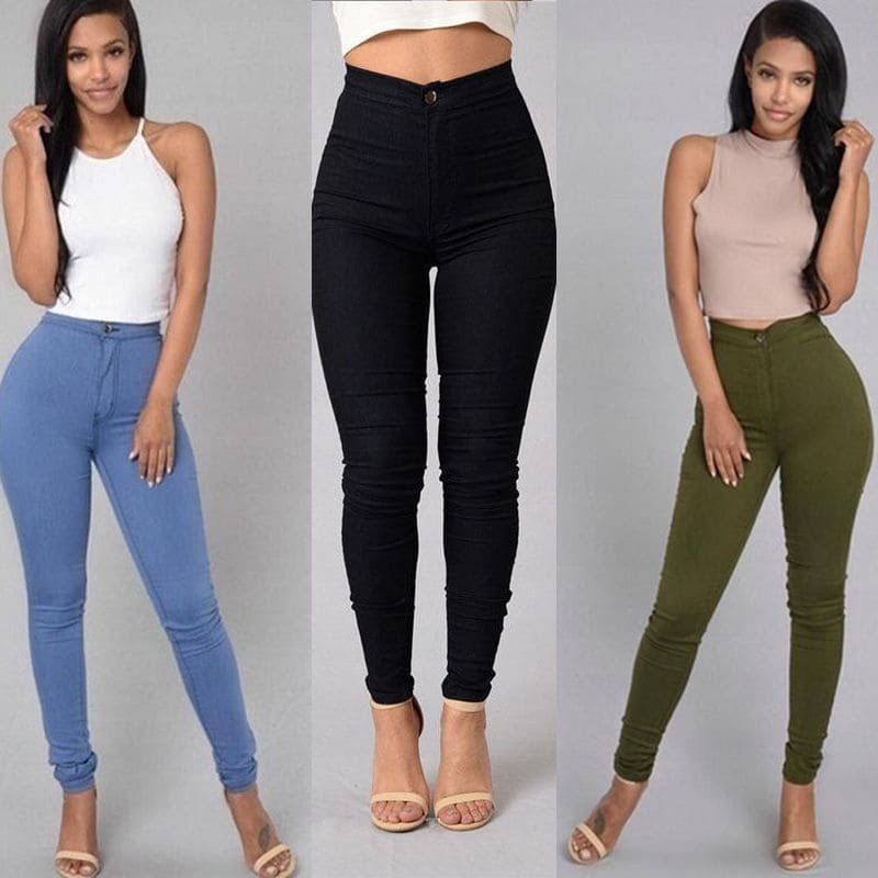 Casual Pants For Women High Waist Stretch Slim Trouser Skinny Candy Color - PMMNAPOLES