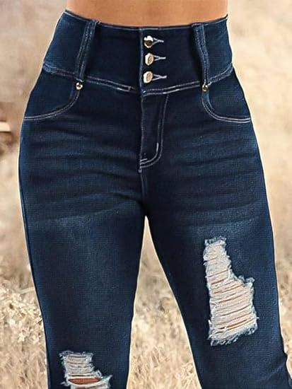 Women Ripped Wide Leg Jeans with High Waisted Fit