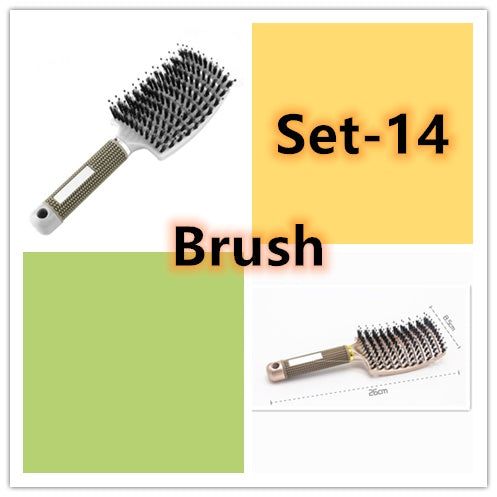 Bristle and Nylon Hair Brush with Massage and Soft Handle