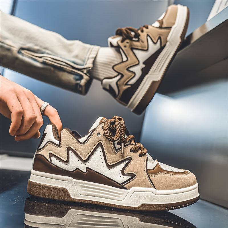 Men’s Low-Top Casual Sneakers Lace-Up Design with Thick PVC Sole & Breathable Lining for Daily Wear, Outdoor & Light Exercise