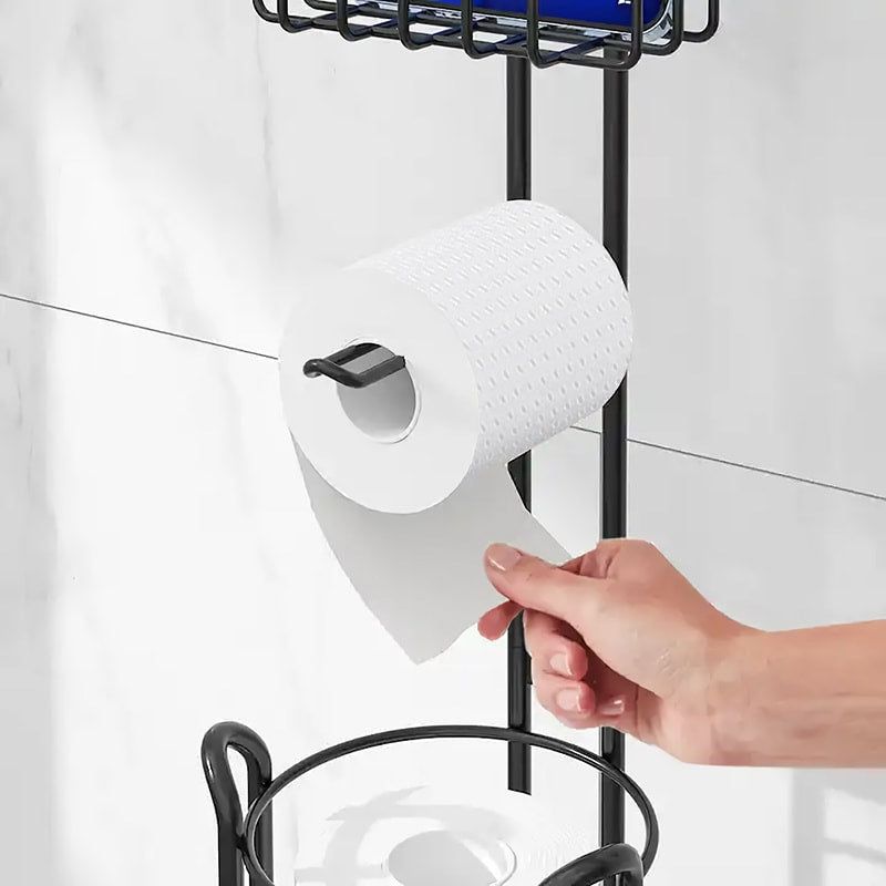 Freestanding Toilet Paper Holder With Storage Shelf