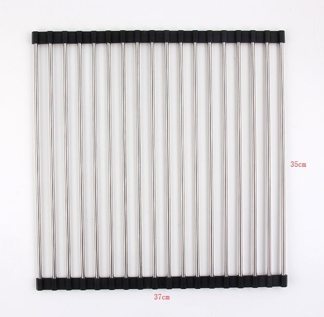 Folding Sink Drainer Stainless Steel Roll Up Kitchen Rack