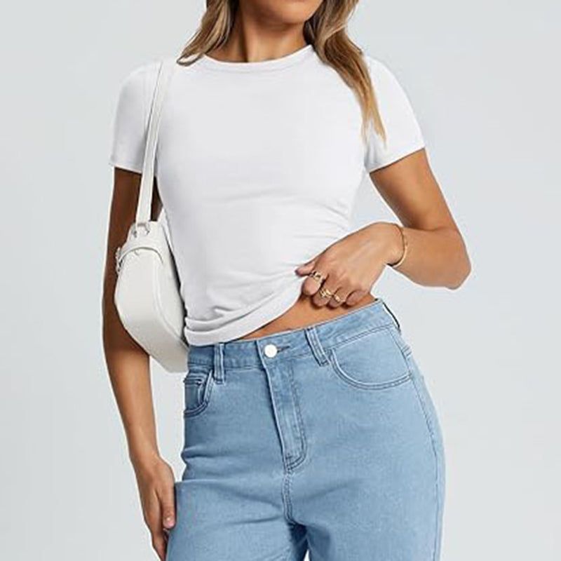 Womens Crewneck Slim Fit T Shirt For Summer Wear