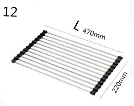 Folding Sink Drainer Stainless Steel Roll Up Kitchen Rack
