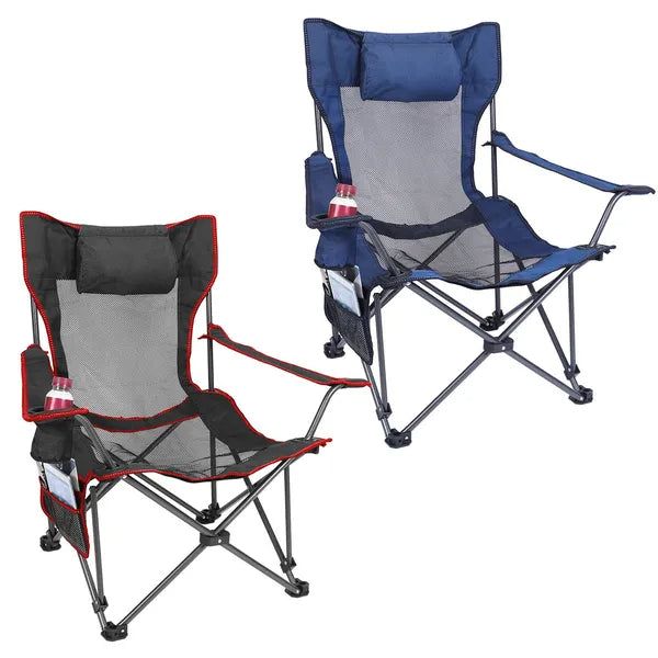 Foldable Camping Chair with Armrests and Cup Holder
