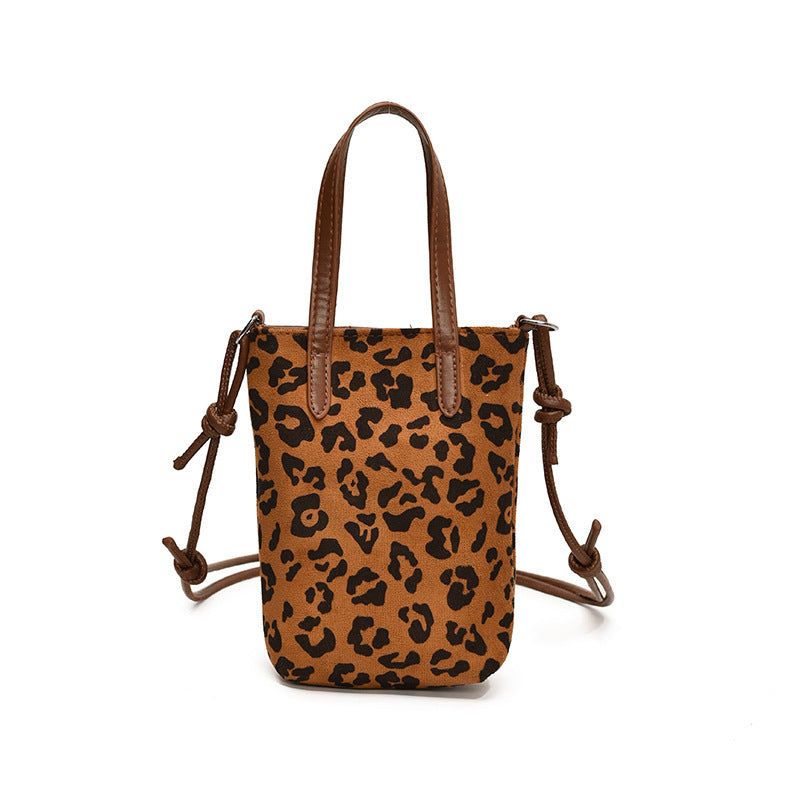 Womens Leopard Print PU Tote Bag Crossbody Mini Purse