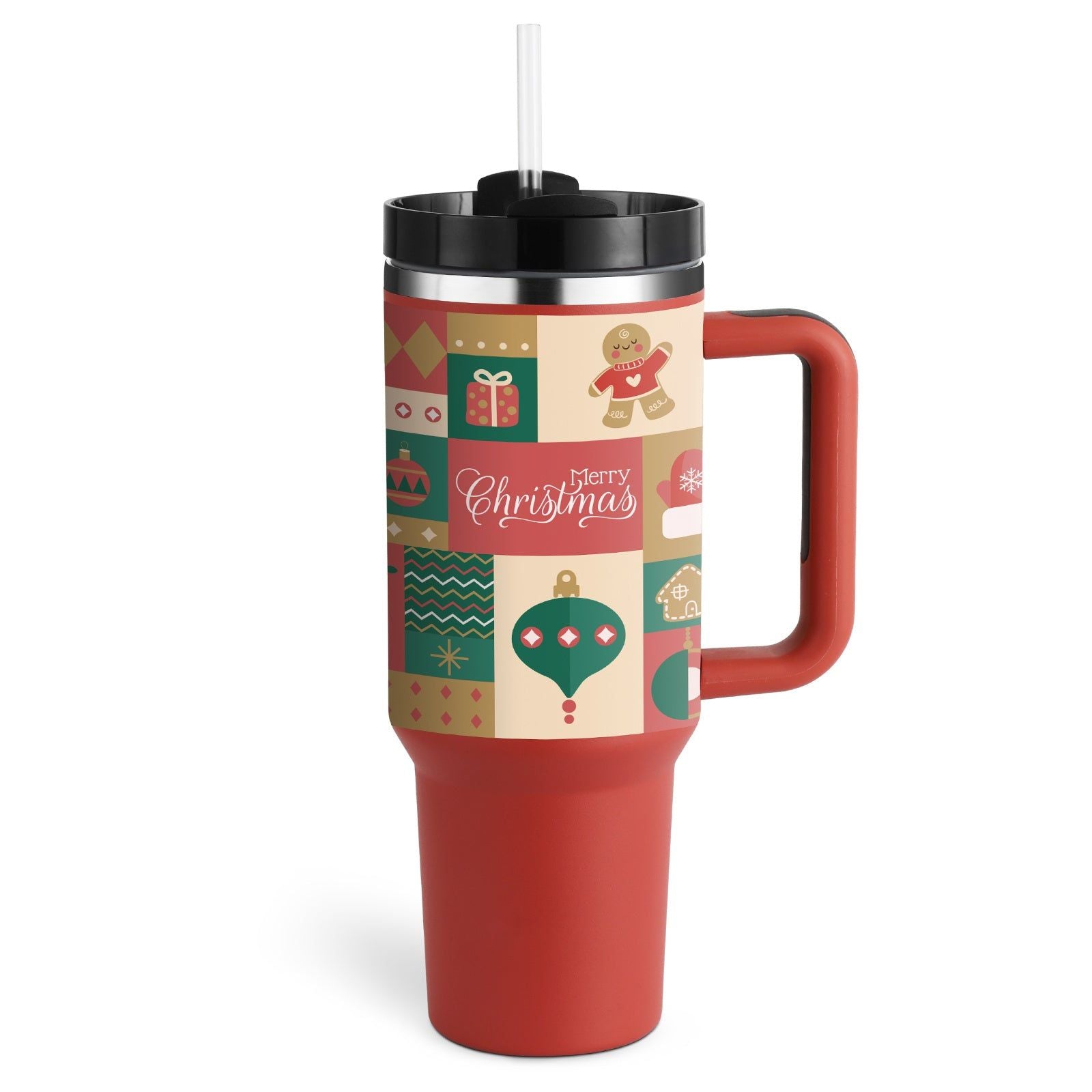 40oz Stainless Steel Insulated Tumbler with Handle and Straw