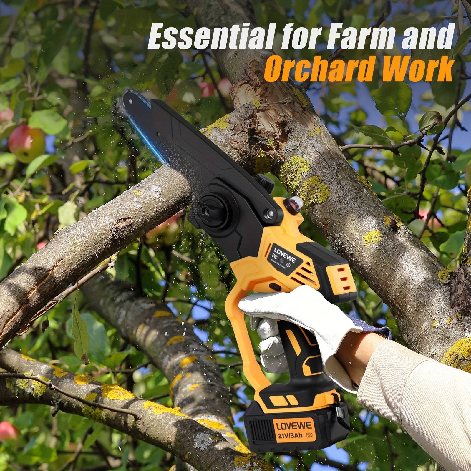 6-Inch Cordless Mini Chainsaw Handheld Electric Saw with 3.0Ah Battery 23FT/S Speed, Automatic Chain Tensioning & Auto Oiler for Tree Branch & Garden Work