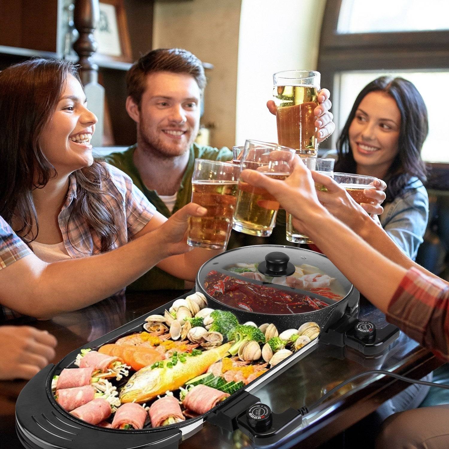 2200W Electric Grill and Hot Pot with Temp Control