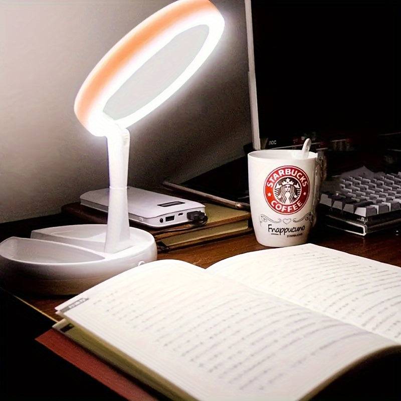 LED Makeup Mirror with Light, Double-Sided 1X/10X Magnification, Portable Travel Beauty Mirror with Storage Box, Battery Operated