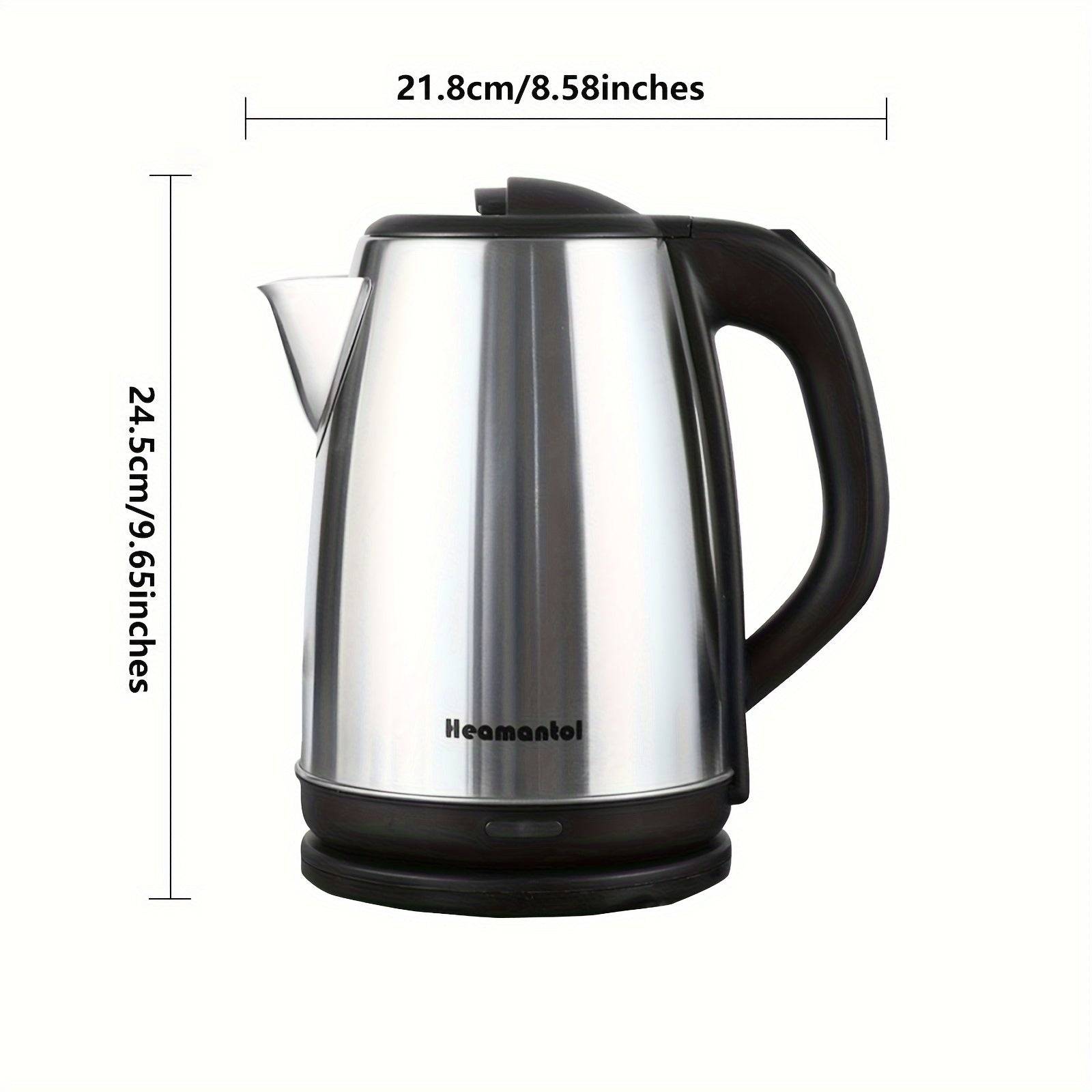 1.8L Electric Kettle – Stainless Steel Double Wall Hot Water Boiler with Auto Shut Off, Boil-Dry Protection, LED Indicator & BPA-Free Cordless Base
