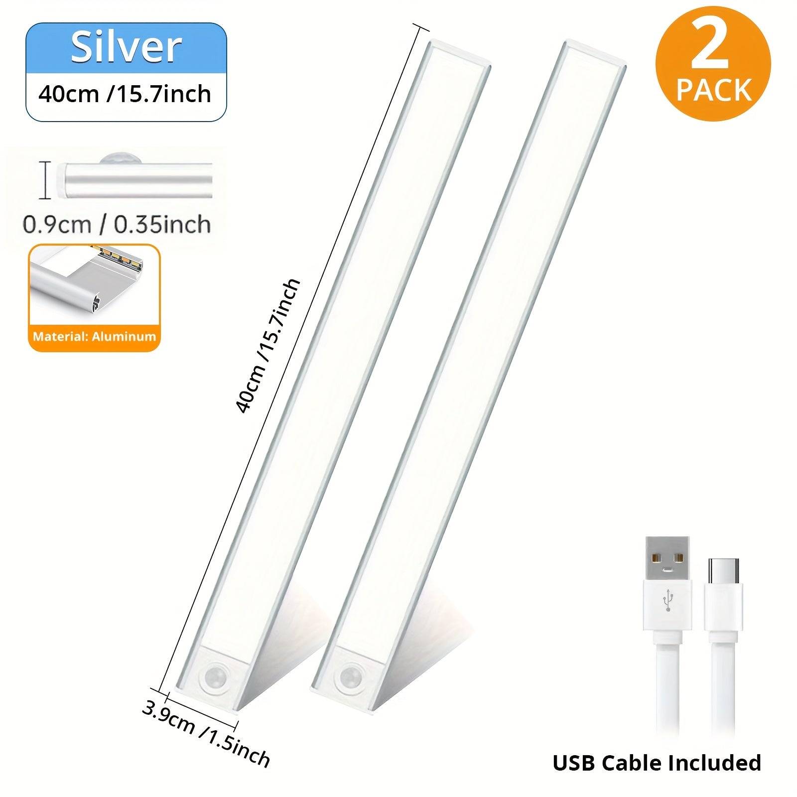 2/4pcs Motion Sensor Cabinet Lights Rechargeable Stick-On Fixtures with 3 Color Modes Magnetic Wireless LED for Closet & Kitchen