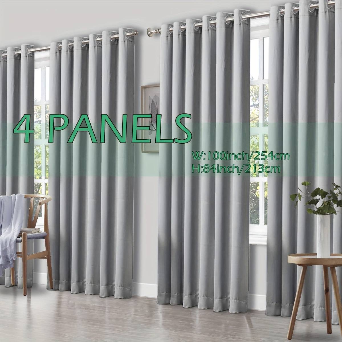 Set of 4 Thermal Blackout Curtains Triple Weave Solid Grommet Panels Insulated Patio Drapes for Complete Darkness & Comfort at Home or Office