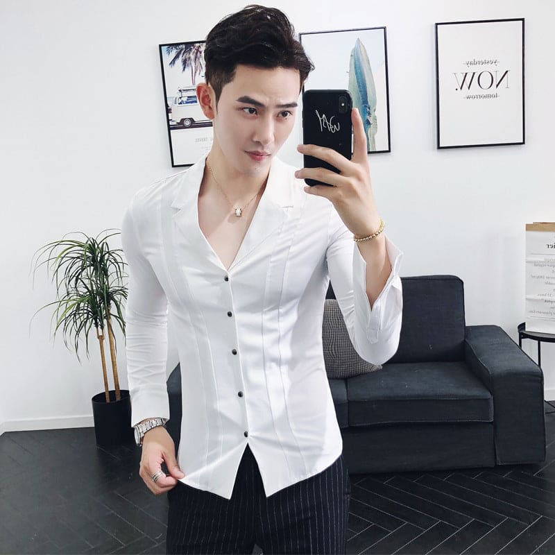 Men's Fashion Solid Color Long Sleeve Shirt - PMMNAPOLES