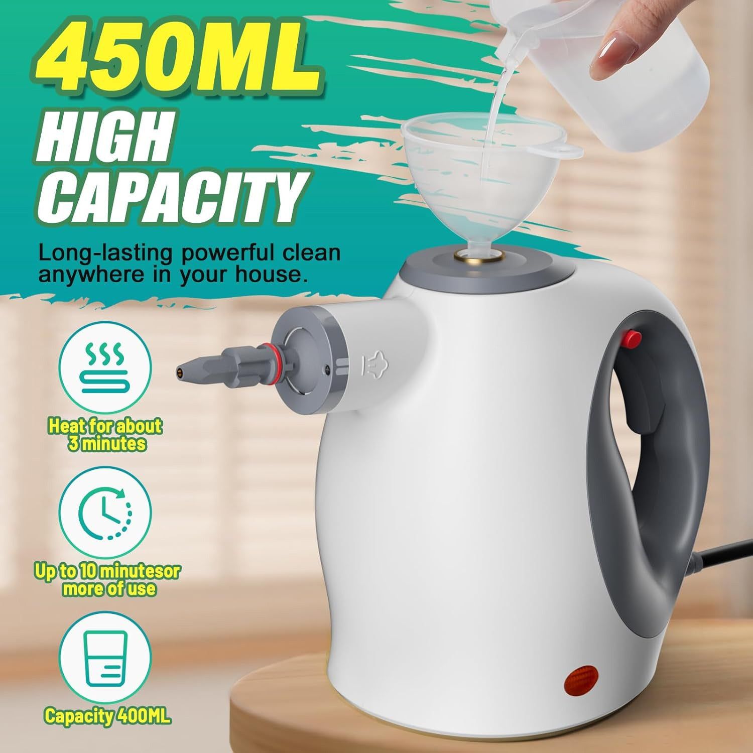 Handheld Steam Cleaner with Safety Lock and 12 Accessories