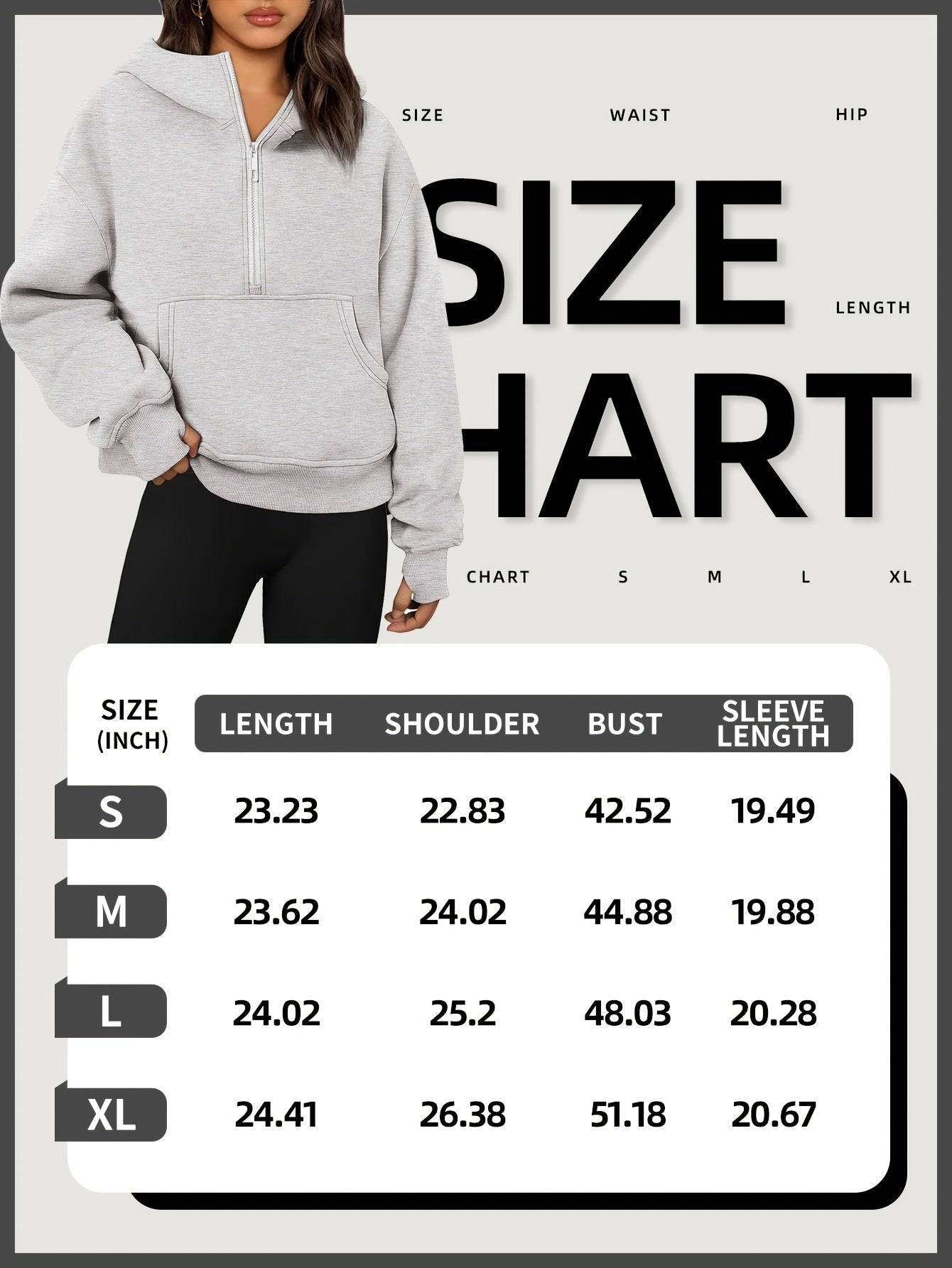 Half Zip Hoodie with Thumbholes