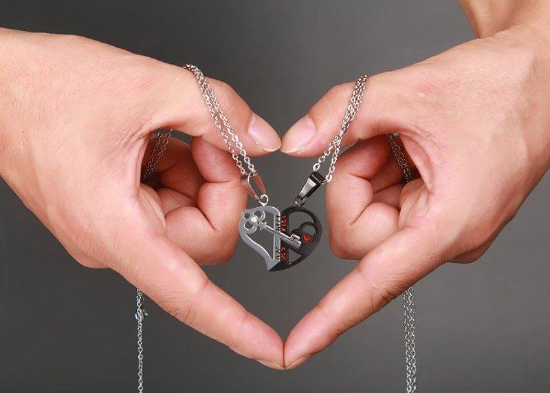 Couple Necklace Set Stainless Steel Love Pendant Gift