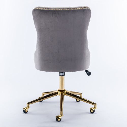 Velvet Office Chair Swivel Gold Base Tufted