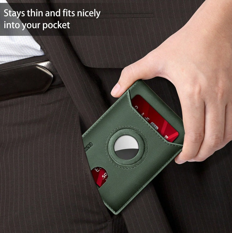 Men Slim Wallet with AirTag Holder and RFID Leather Design