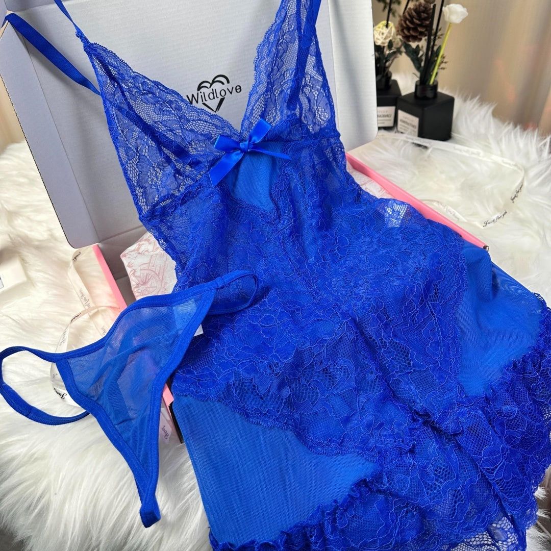 Babydoll Lace Cami Sheer Mesh One Piece Nightdress