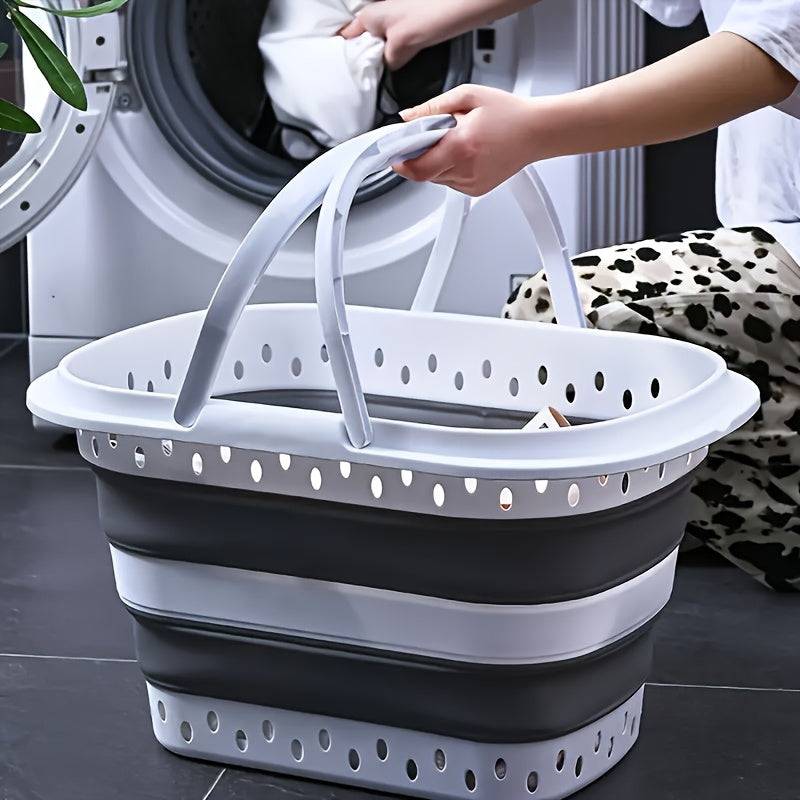 13-Gallon Foldable Laundry Basket Large-Capacity Collapsible Hamper with Comfortable Handle Space-Saving & Easy-to-Assemble for Bathroom, Balcony & RV