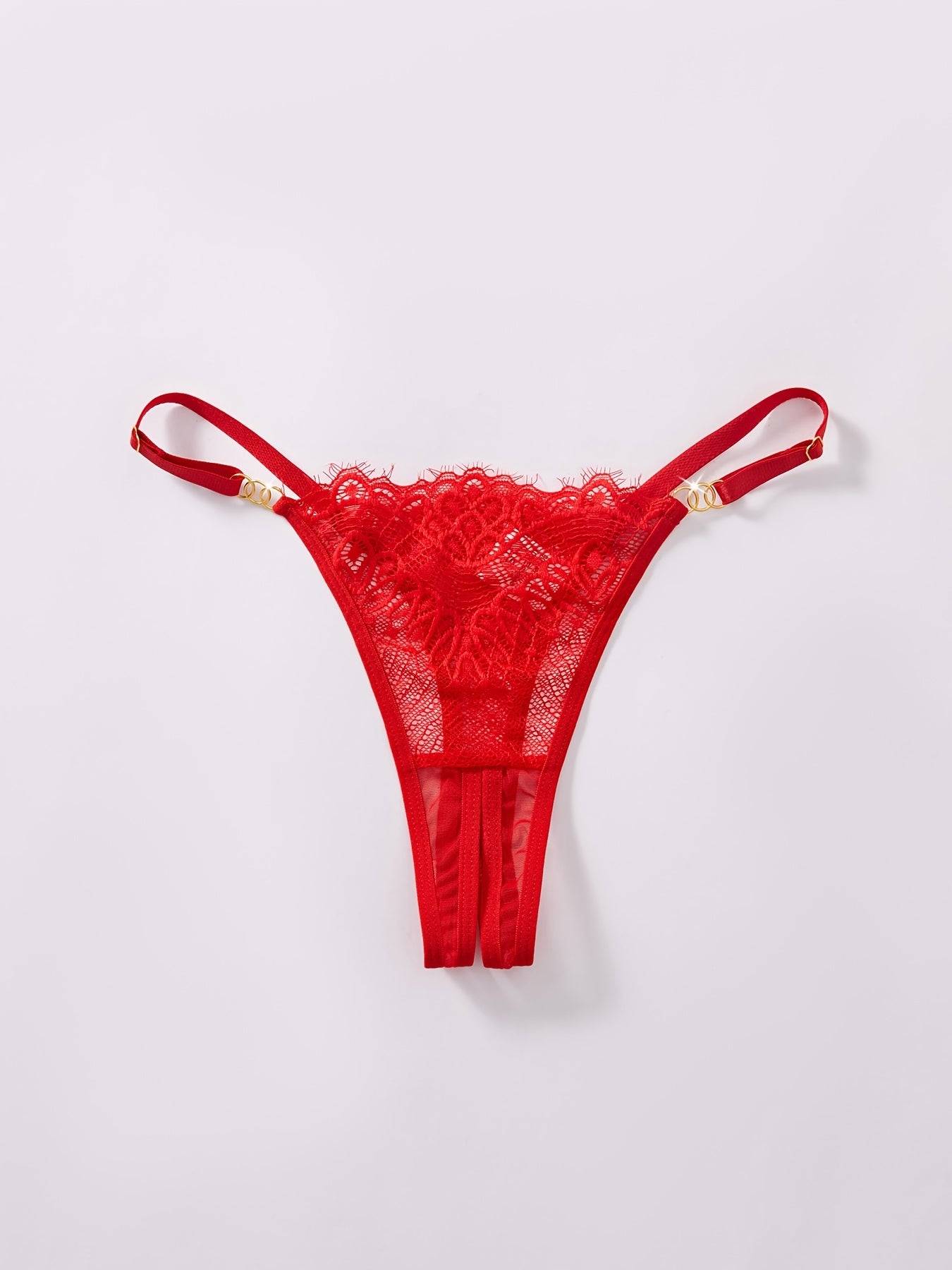 Women's Hollow-Out Lace Lingerie Set – Intricate Design in Red, Pink & White, Comfortable Matching Set