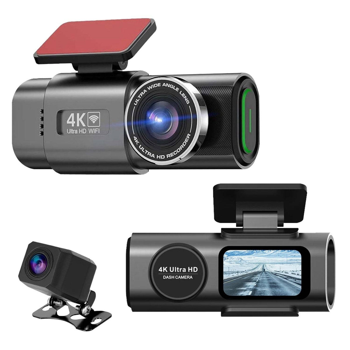 Dash Cam 4K Front 1080P Rear WiFi Mini Dual Camera