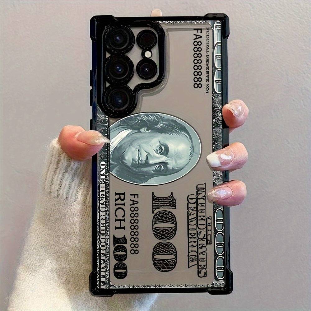 US Dollar Bill Phone Case Transparent Soft Cover for Samsung Galaxy S25/S24/S23/S22/S21 FE Ultra Plus 4G/5G with Drop Protection
