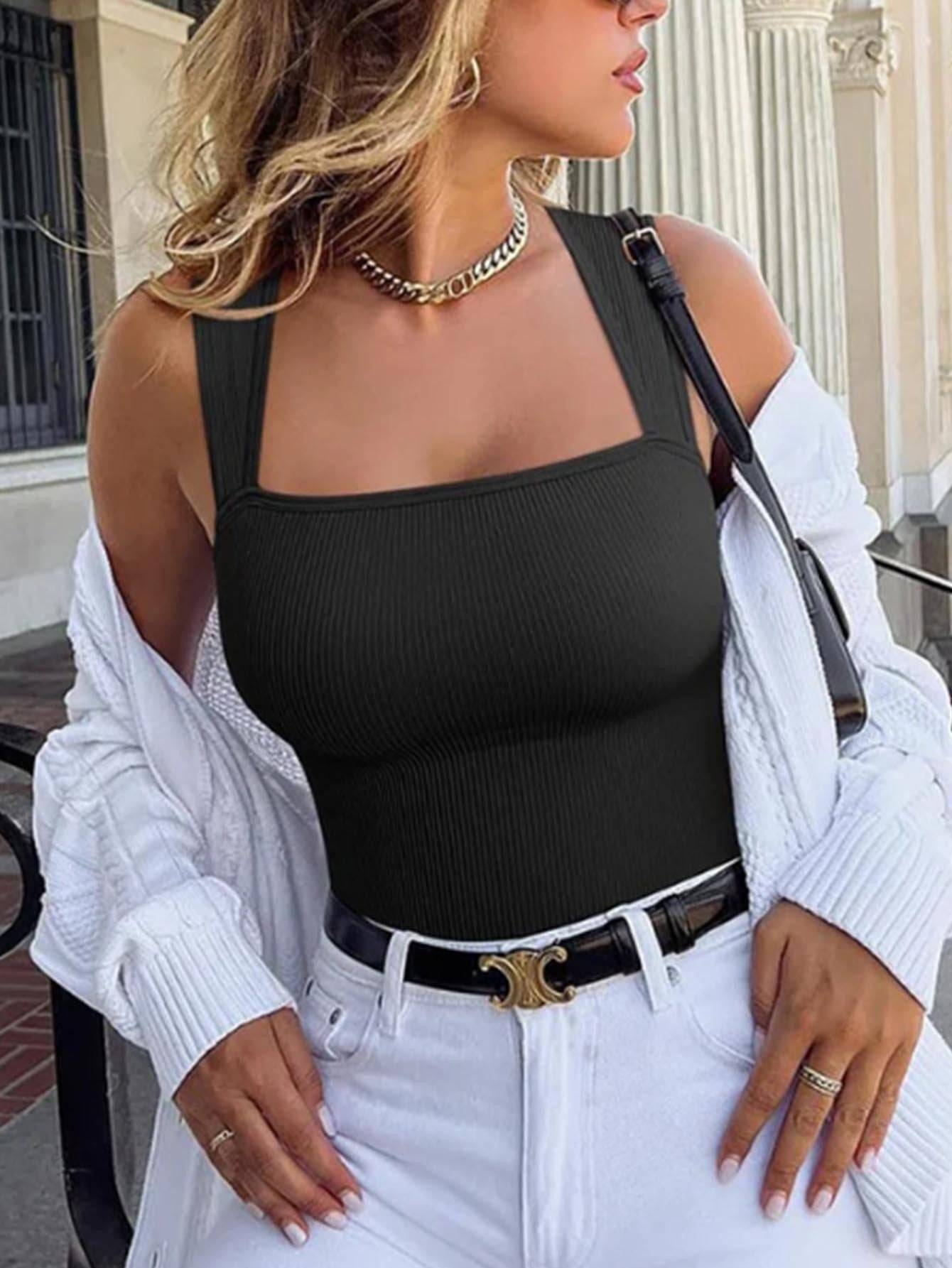 Ribbed Seamless Square Neck Yoga Jumpsuit For Women