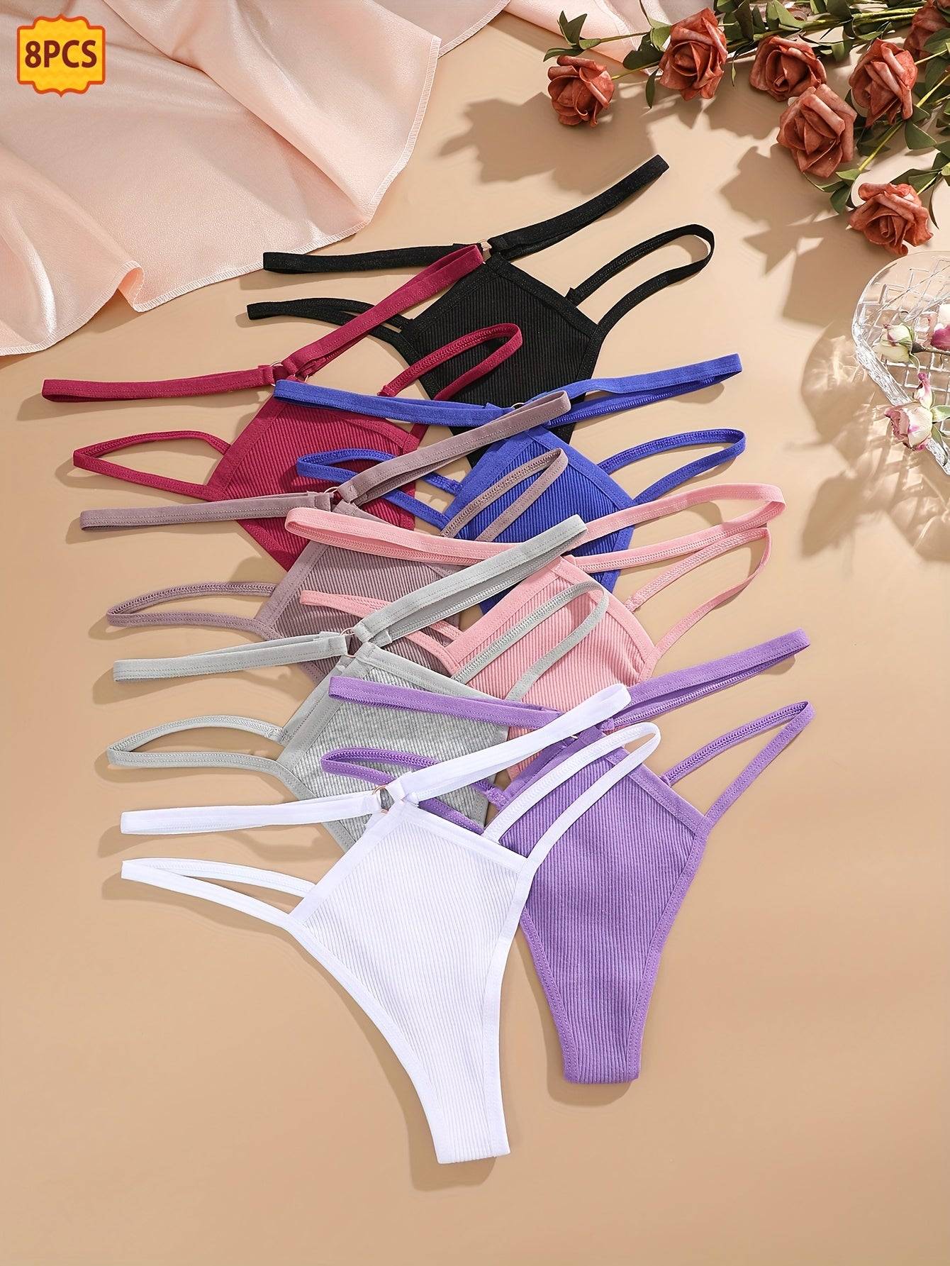 8-Pack Cotton Thong Set for Women – Soft, Breathable & Light-Tone Friendly Underwear
