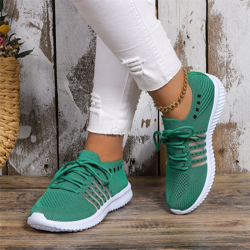 Womens Breathable Mesh Lace Up Running Walking Sneakers