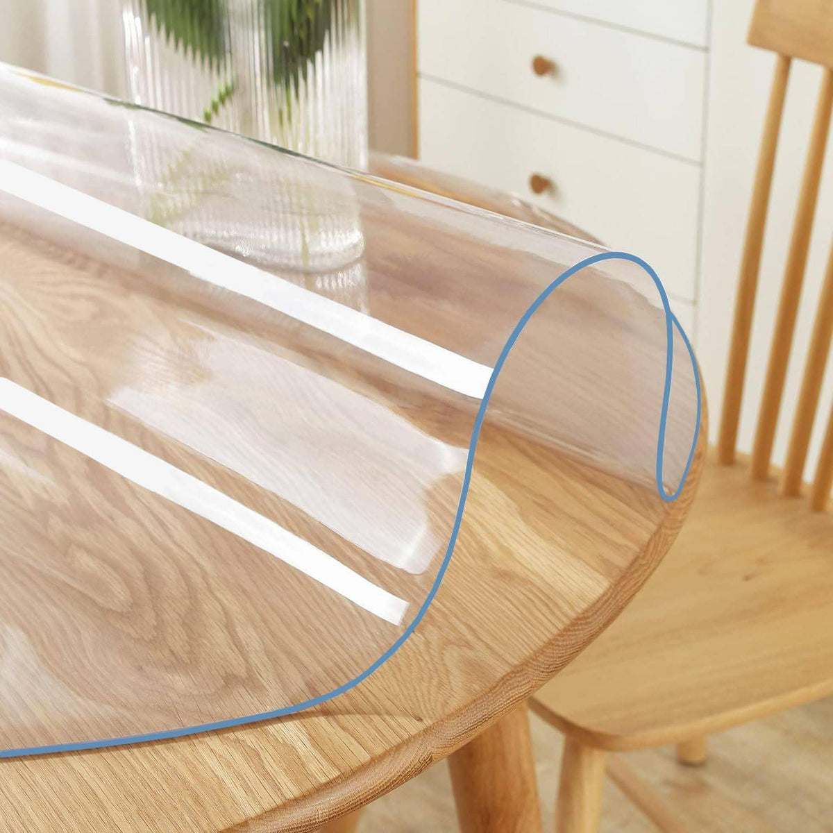 2mm Thick Transparent PVC Tablecloth Protector Durable Easy-Clean Circular Cover Multiple Sizes for Dining