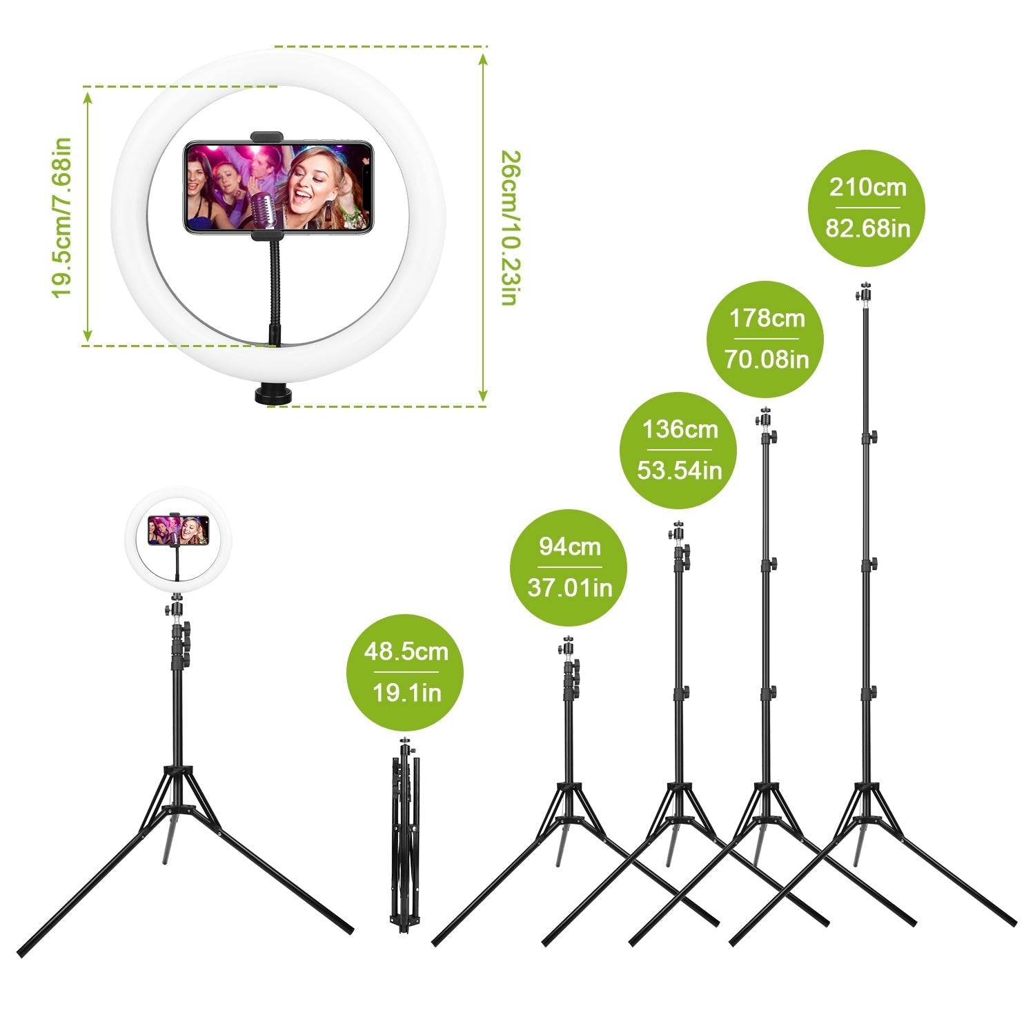 10in LED Ring Light with Tripod Stand and Phone Holder