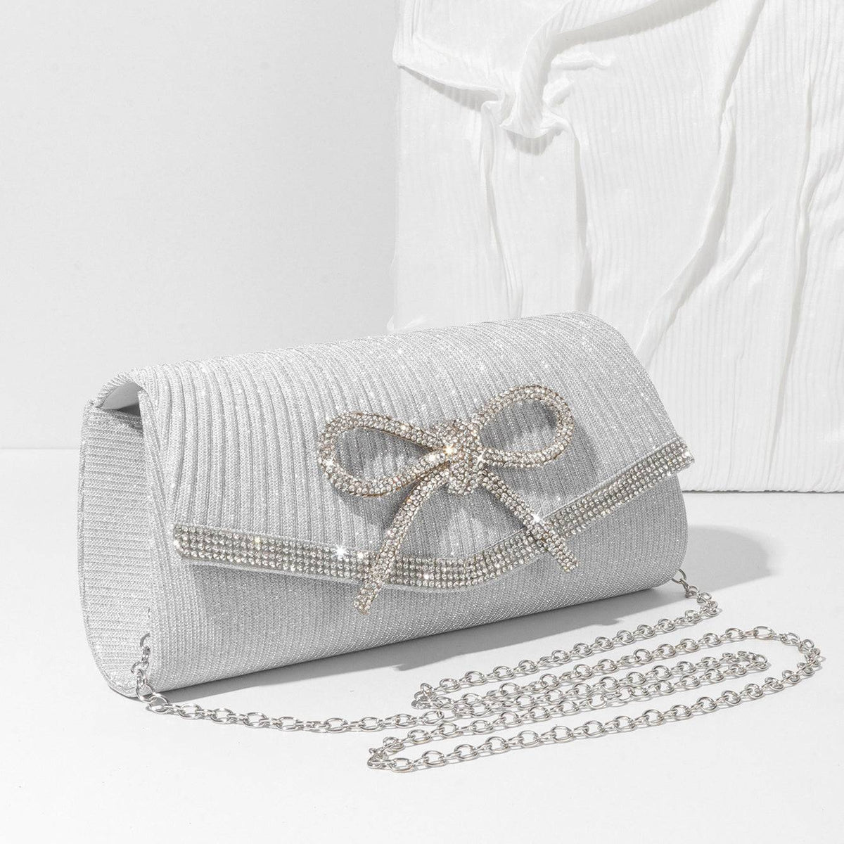 Rhinestone Evening Clutch Bag with Bow
