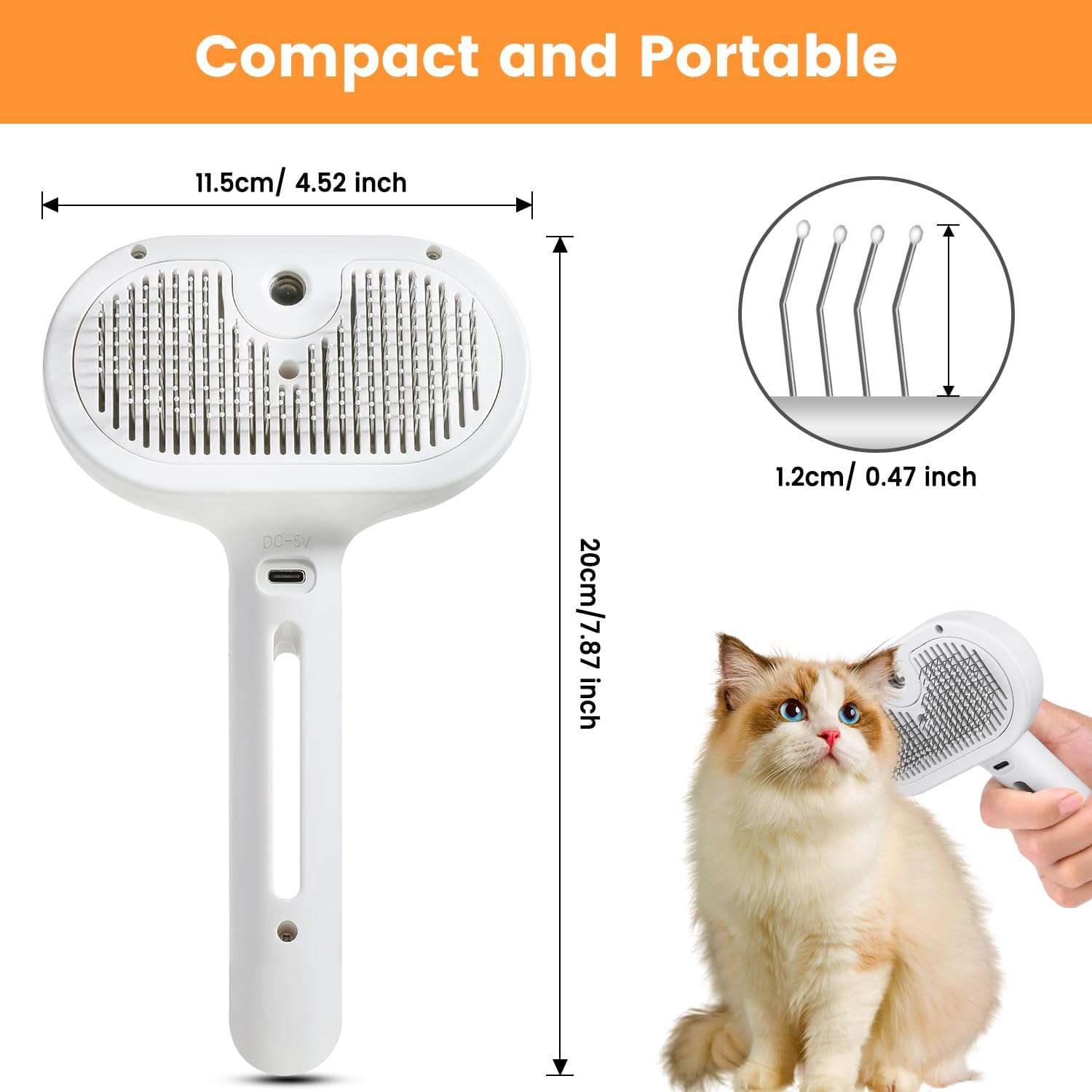 3 in 1 Cat Grooming Brush with Steam Spray