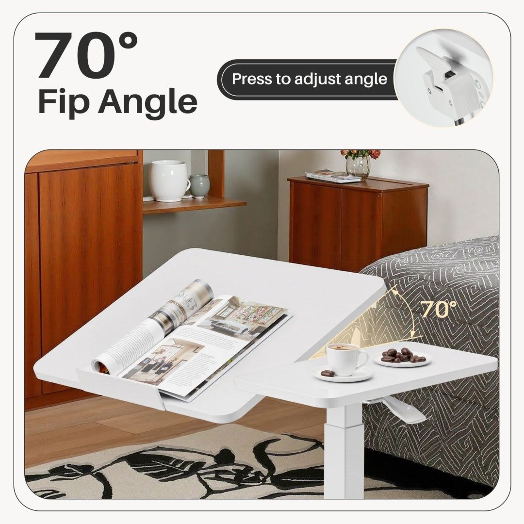 Adjustable Laptop Desk Overbed Table with Wheels