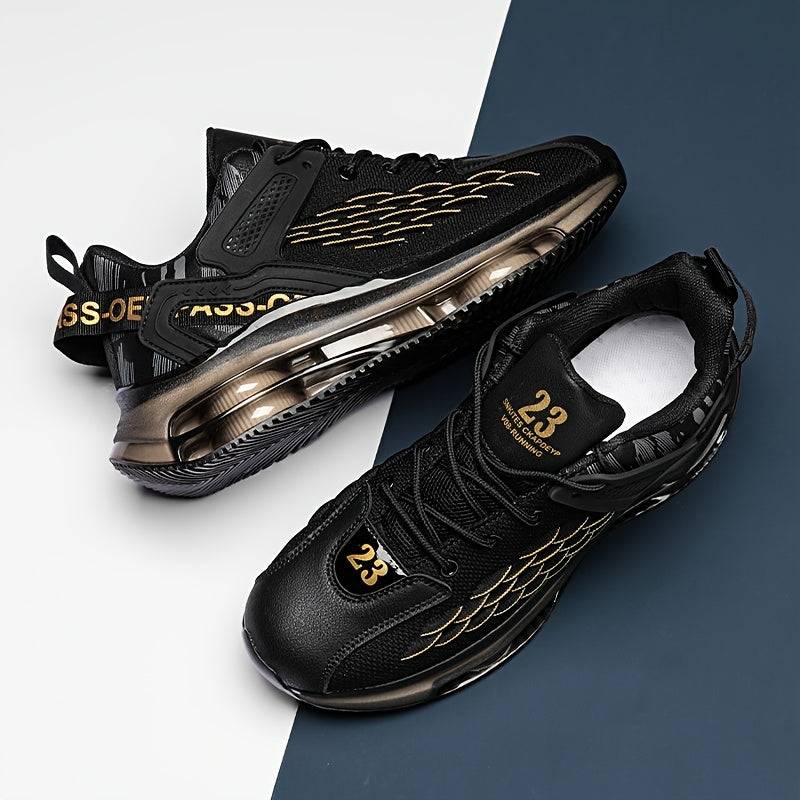 Men’s Breathable Knit Running Sneakers with Transparent Bubble Sole, Lightweight Low-Top Lace-Up Shoes for Outdoor & Casual Wear