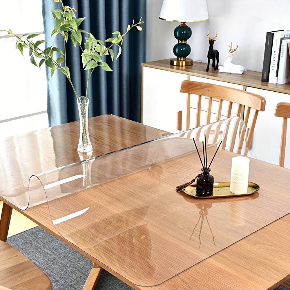 Transparent PVC Tablecloth 1.5mm Thick Protective Film Heat, Dust & Dirt Resistant Table Mat for Dining, Tea & Home Tables